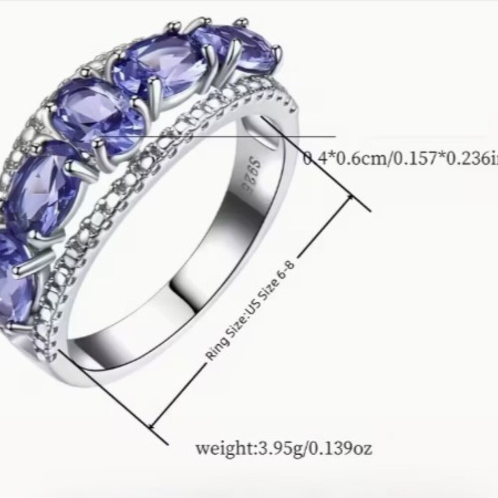 Tanzanite 925 Sterling Silver Ring Size 5 - Picture 2 of 5